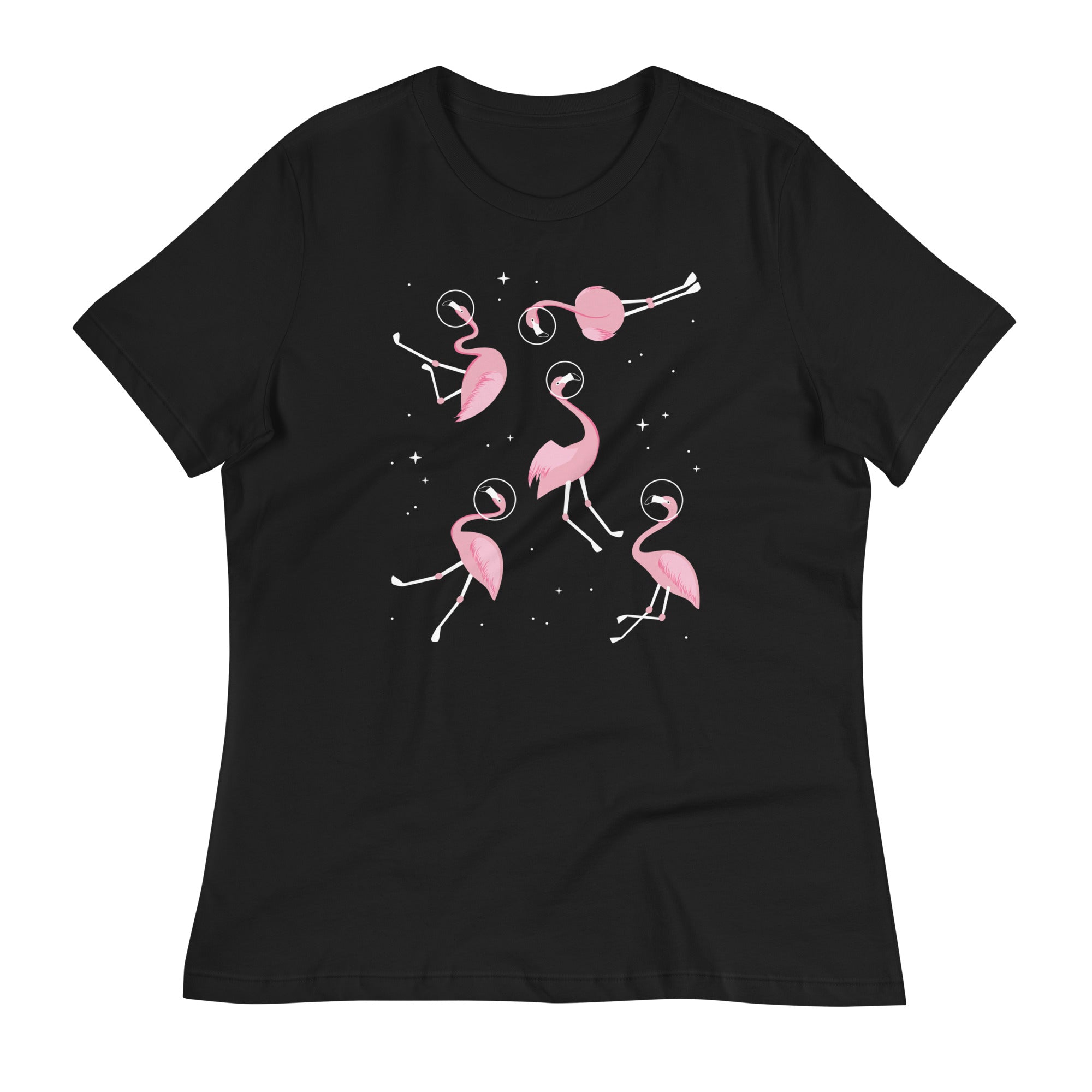 Flamingos In Space Womens Signature Tee