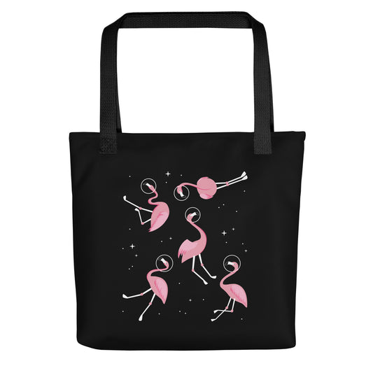 Flamingos In Space Tote Bag