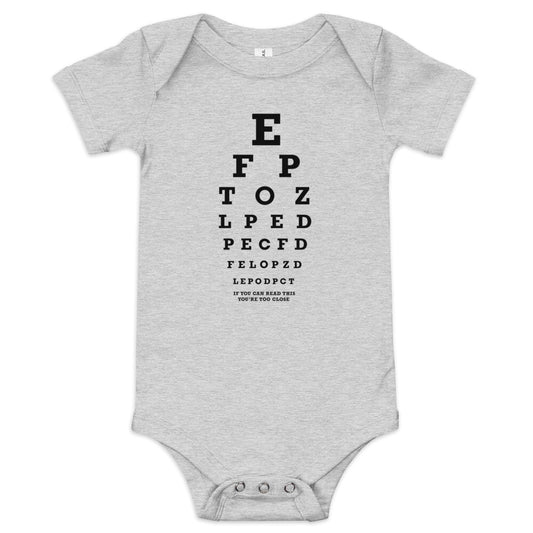 Too Close Eye Chart Kid's Onesie