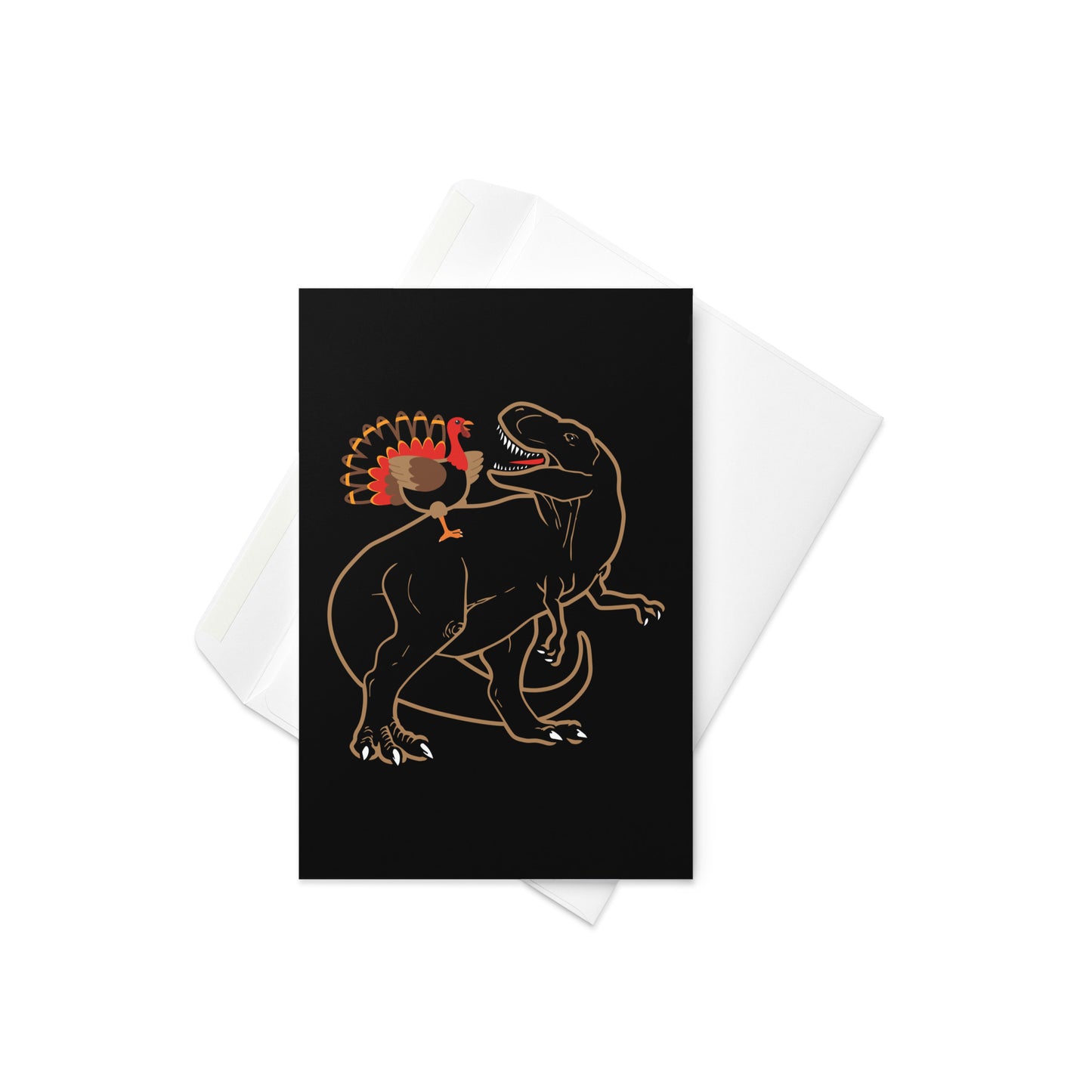 Turkey Riding T-Rex Greeting Card