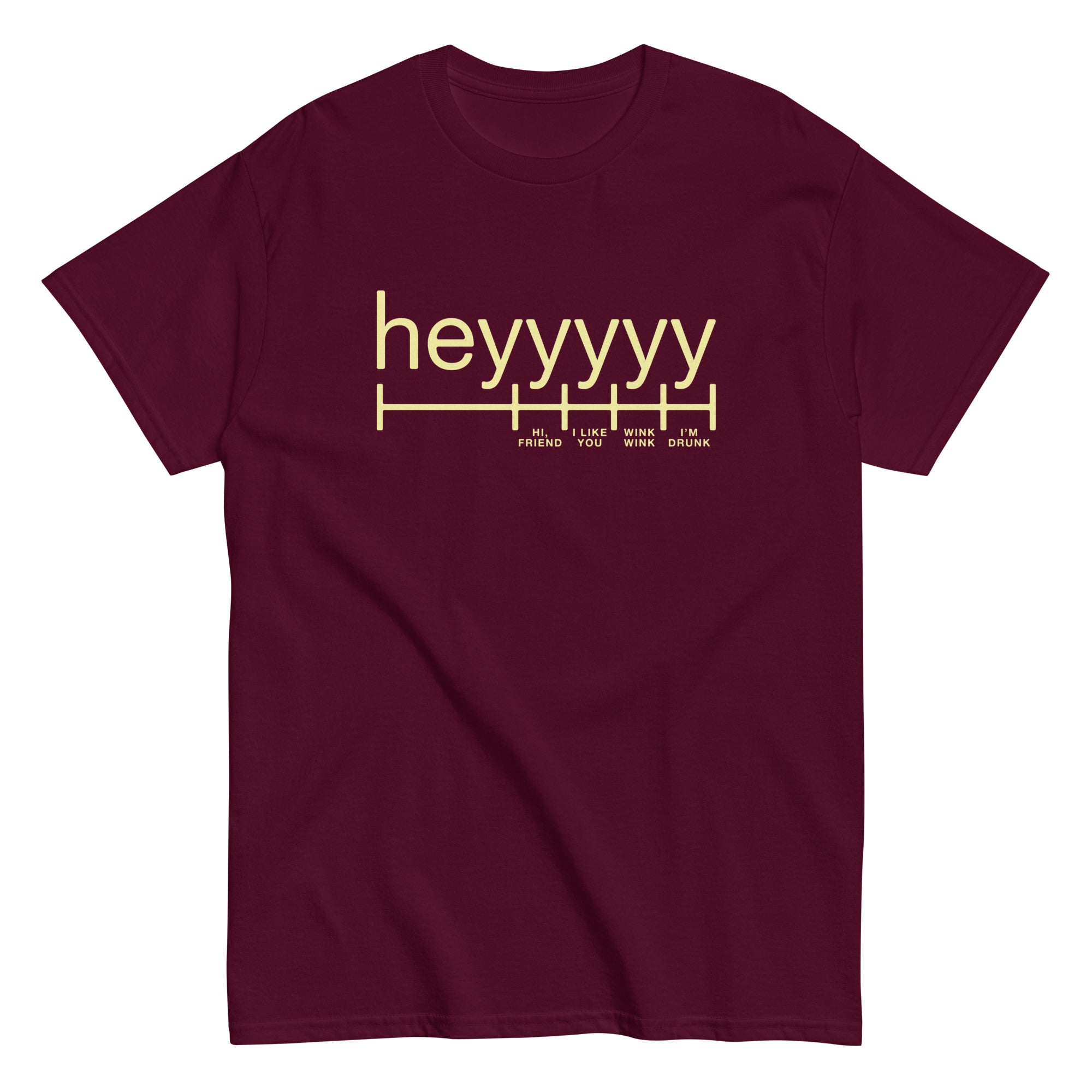 CHARDON offers heyyy Heather Maroon T-shirt Graphic