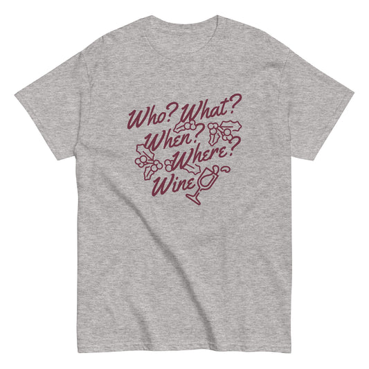 Who? What? When? Where? Wine? Men's Classic Tee