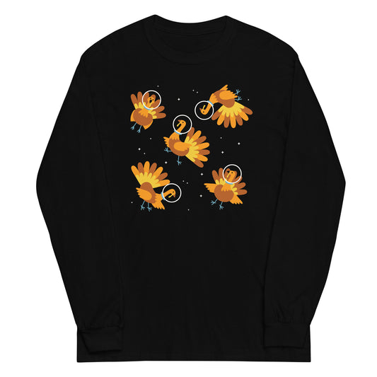 Turkeys In Space Unisex Long Sleeve Tee