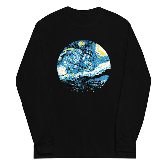 Starry Night Police Box Unisex Long Sleeve Tee