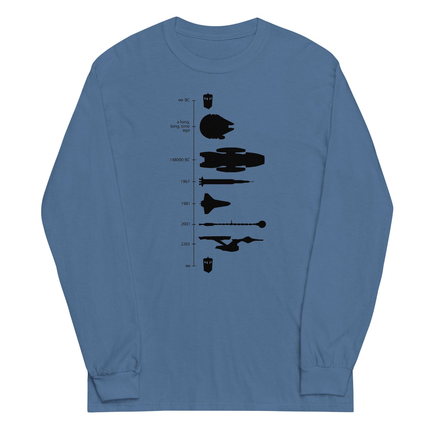 Space Ship Timeline Unisex Long Sleeve Tee