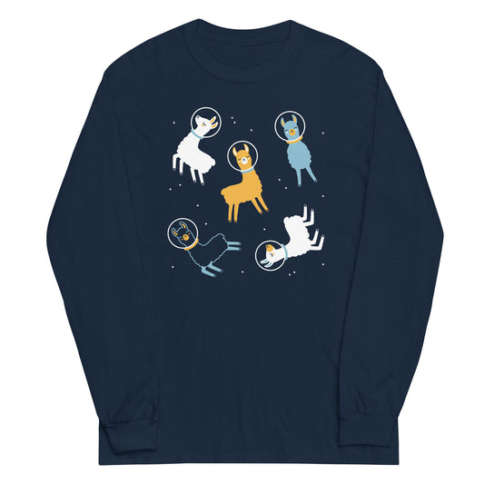 Llamas In Space Unisex Long Sleeve Tee