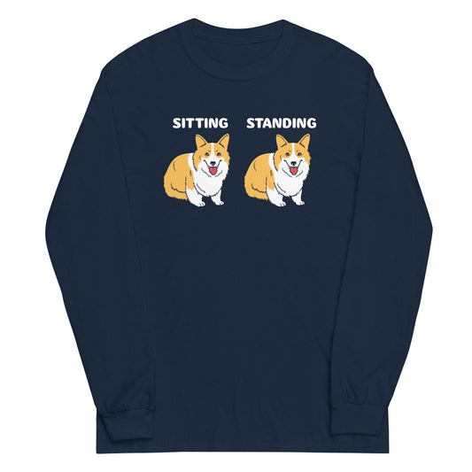 Corgi Sitting And Standing Unisex Long Sleeve Tee