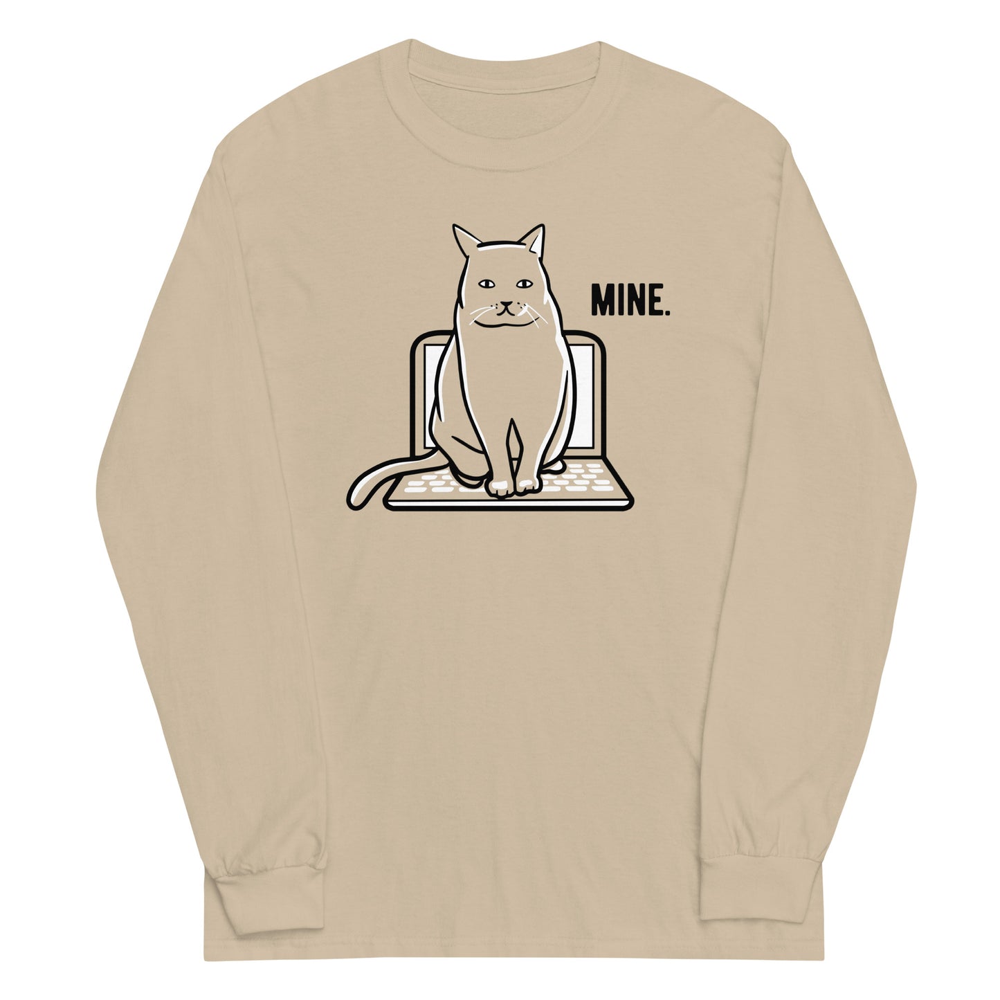 Mine Computer Cat Unisex Long Sleeve Tee