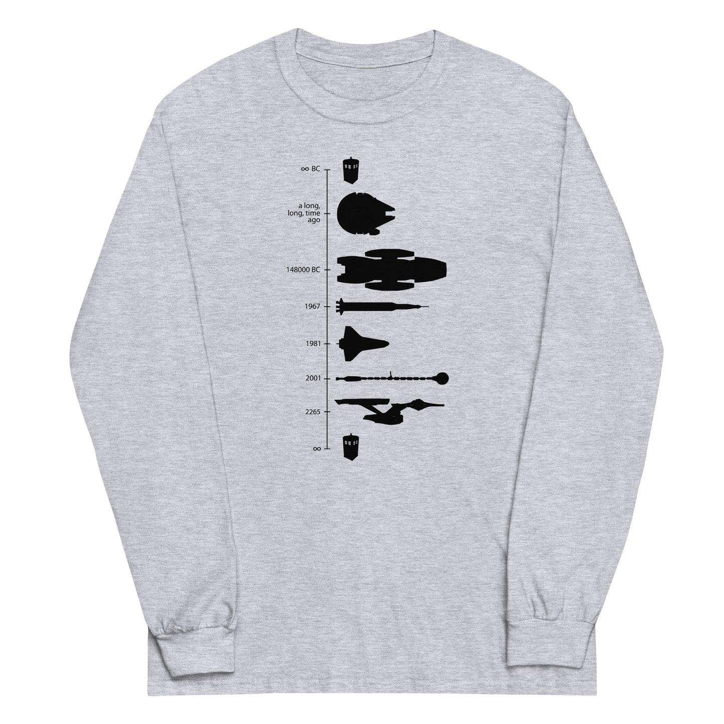 Space Ship Timeline Unisex Long Sleeve Tee