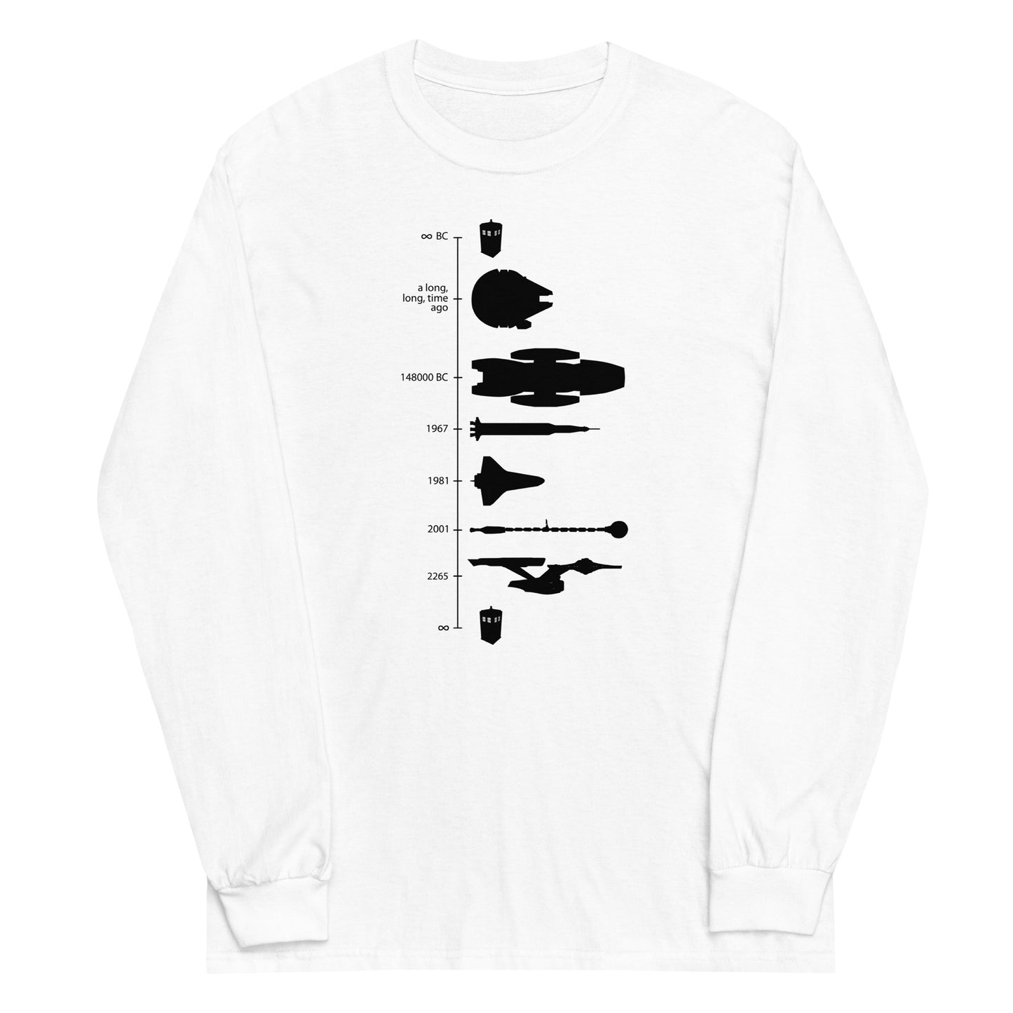 Space Ship Timeline Unisex Long Sleeve Tee