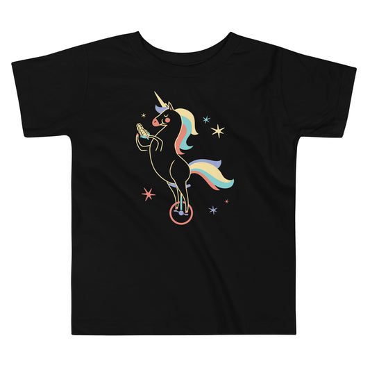 Unicycling Unicorn With Corn Kid's Toddler Tee