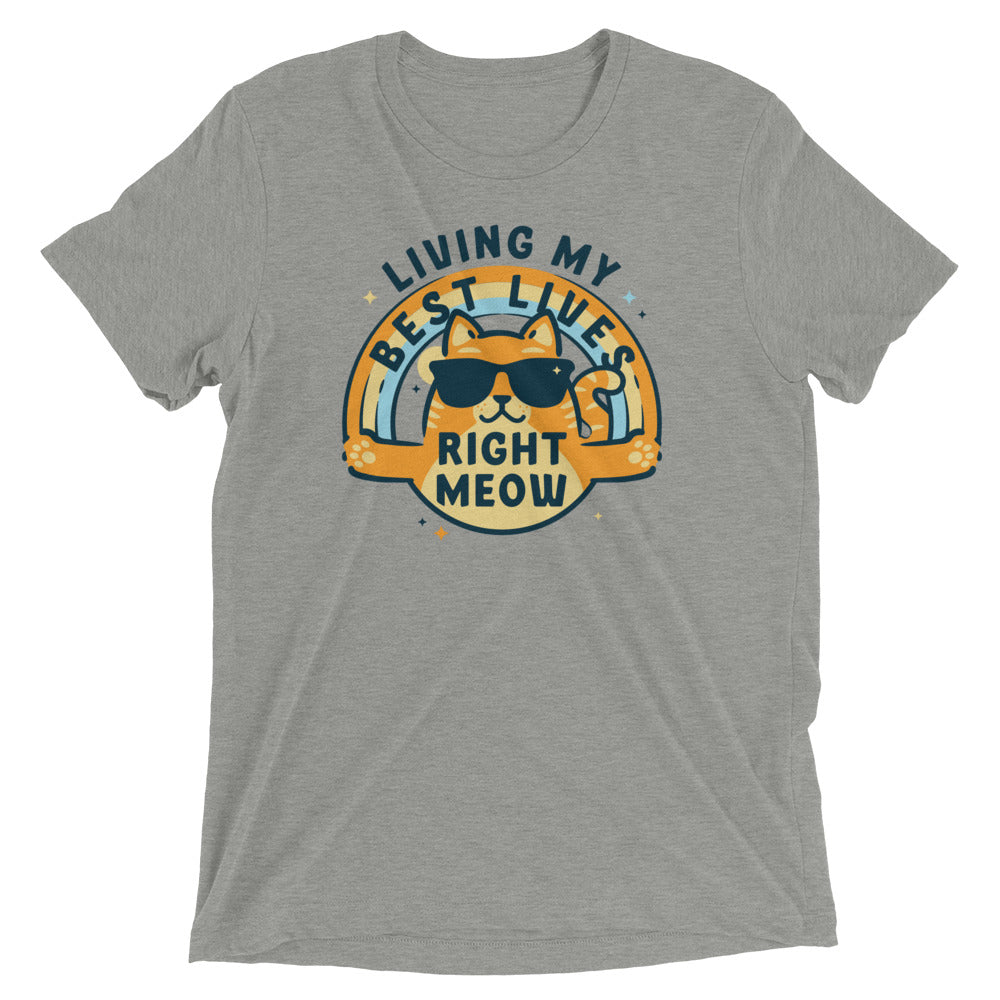 Living My Best Lives Right Meow Men's Tri-Blend Tee