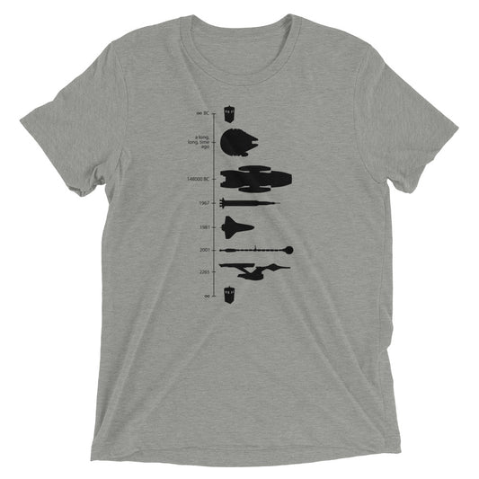 Space Ship Timeline Men's Tri-Blend Tee