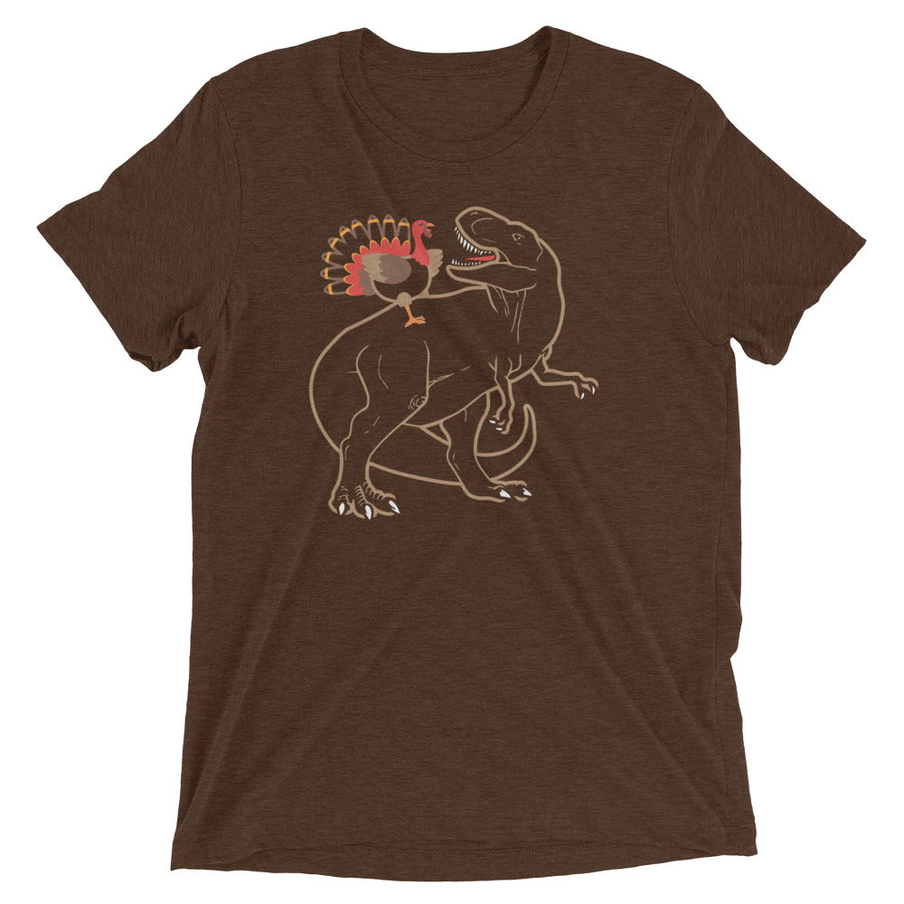 Turkey Riding T-Rex Men's Tri-Blend Tee