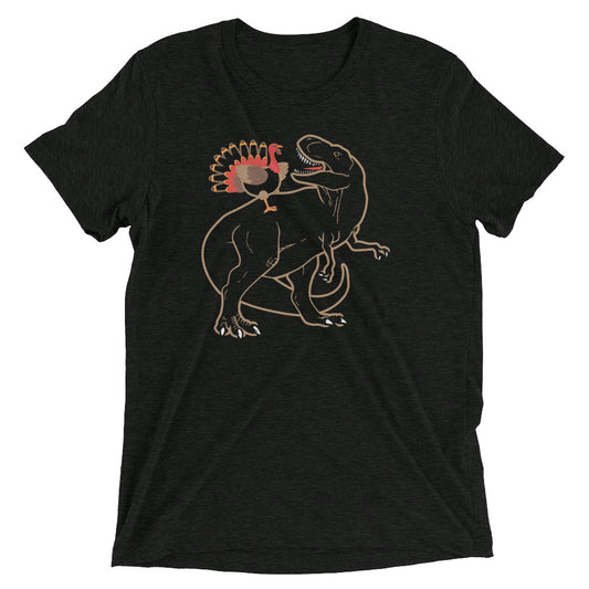 Turkey Riding T-Rex Men's Tri-Blend Tee