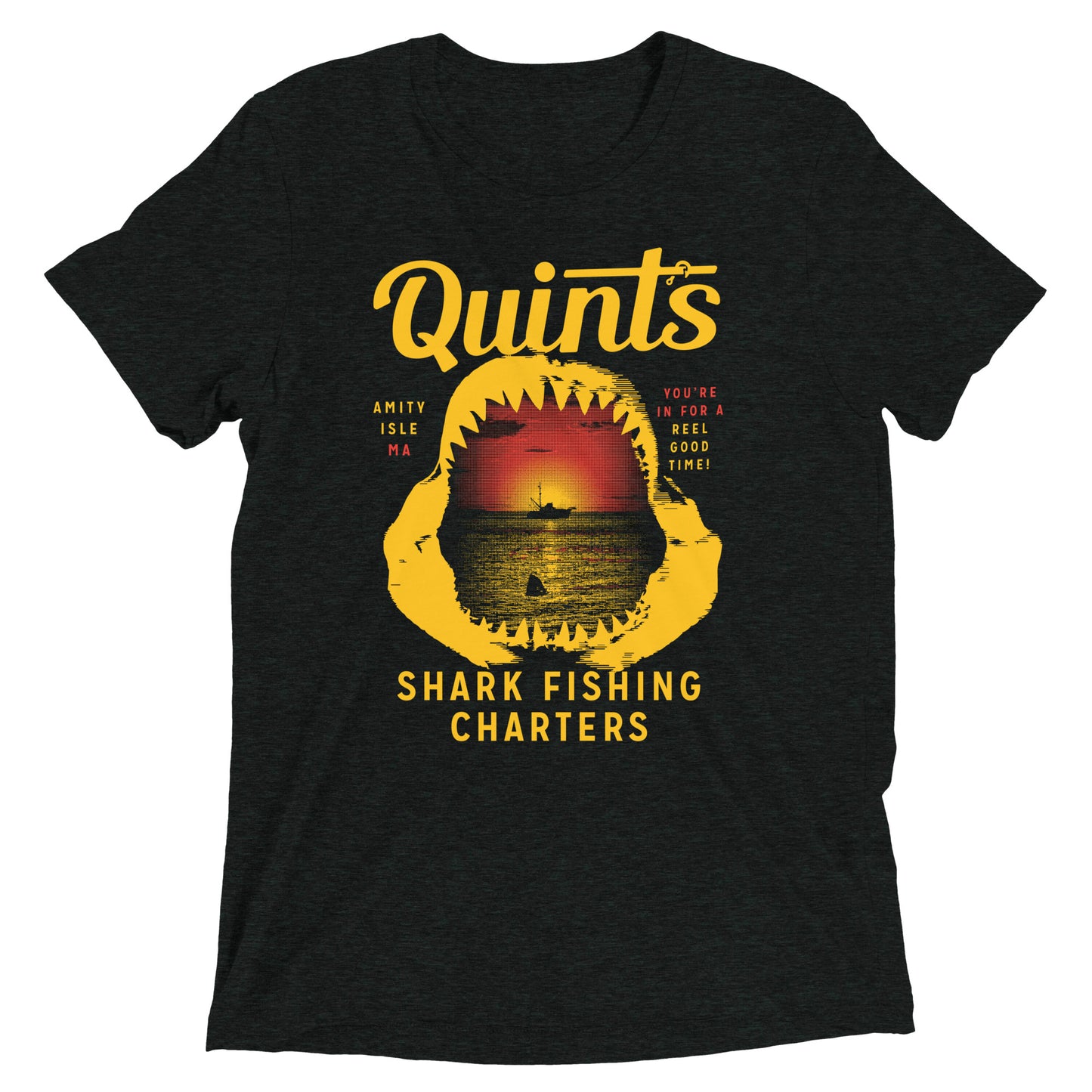 Quint's Shark Fishing Charters Men's Tri-Blend Tee