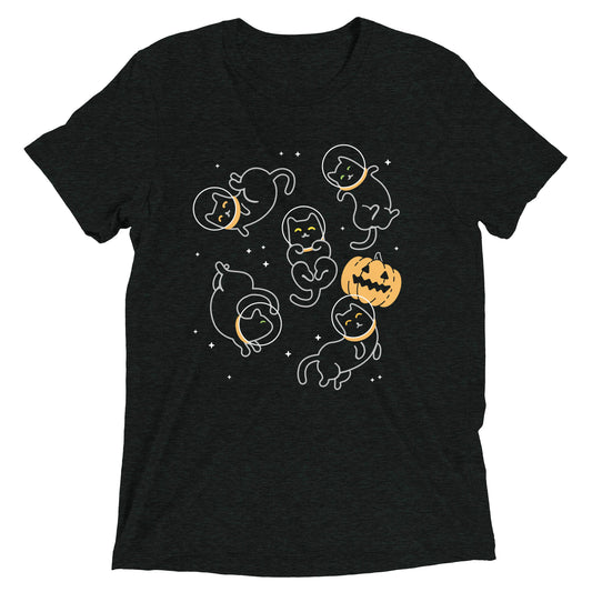 Cat Halloween In Space Men's Tri-Blend Tee