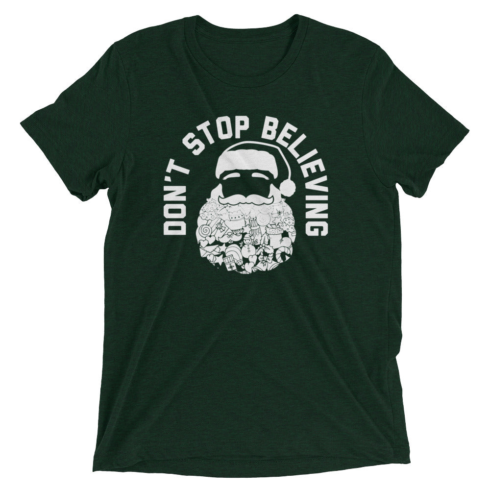 Don't Stop Believing Santa Men's Tri-Blend Tee