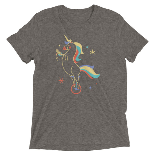 Unicycling Unicorn With Corn Men's Tri-Blend Tee