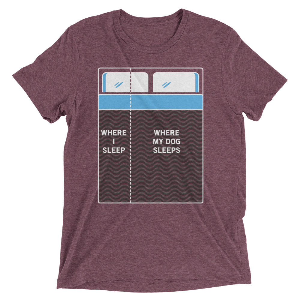 Where I Sleep, Where My Dog Sleeps Men's Tri-Blend Tee