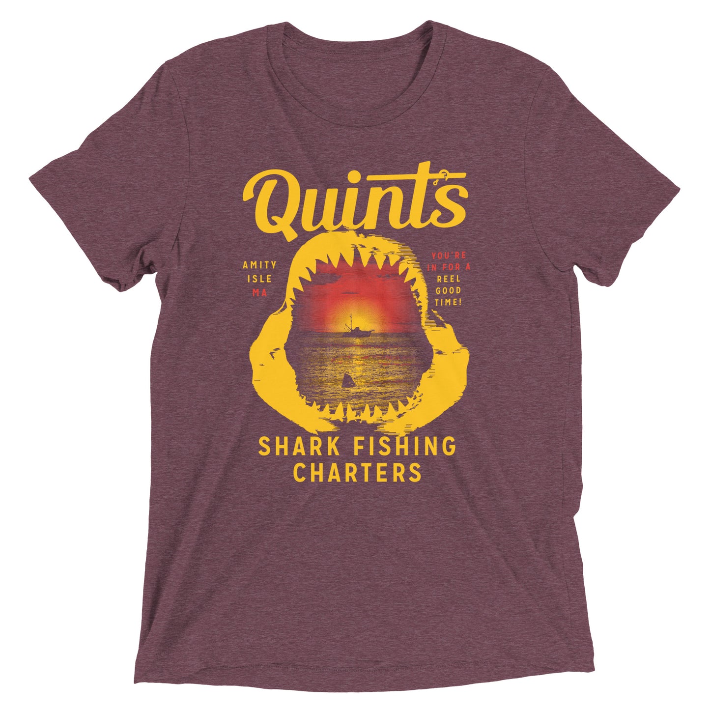 Quint's Shark Fishing Charters Men's Tri-Blend Tee