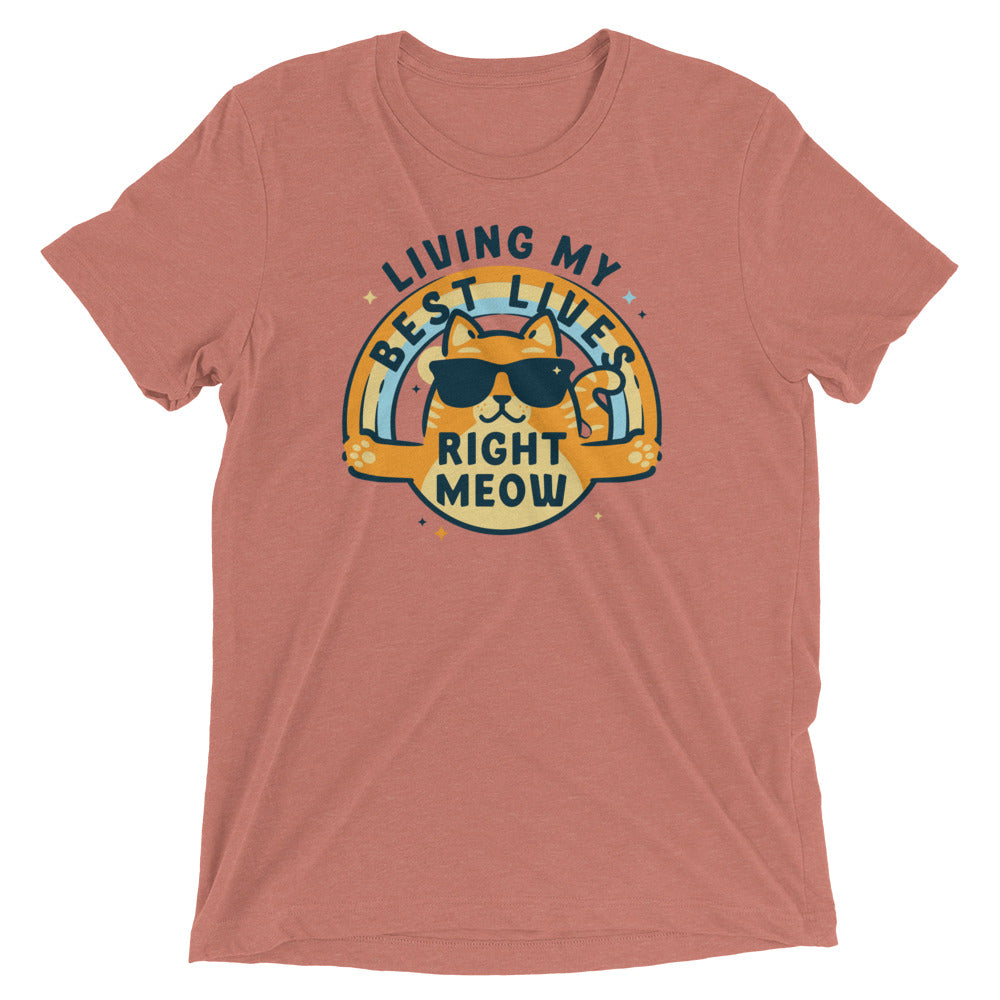 Living My Best Lives Right Meow Men's Tri-Blend Tee