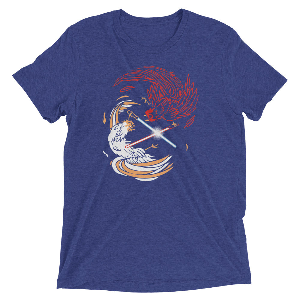 Cock A Doodle Duel Of The Fates Men's Tri-Blend Tee