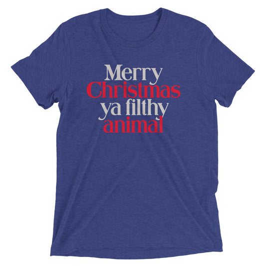 Merry Christmas Ya Filthy Animal Men's Tri-Blend Tee