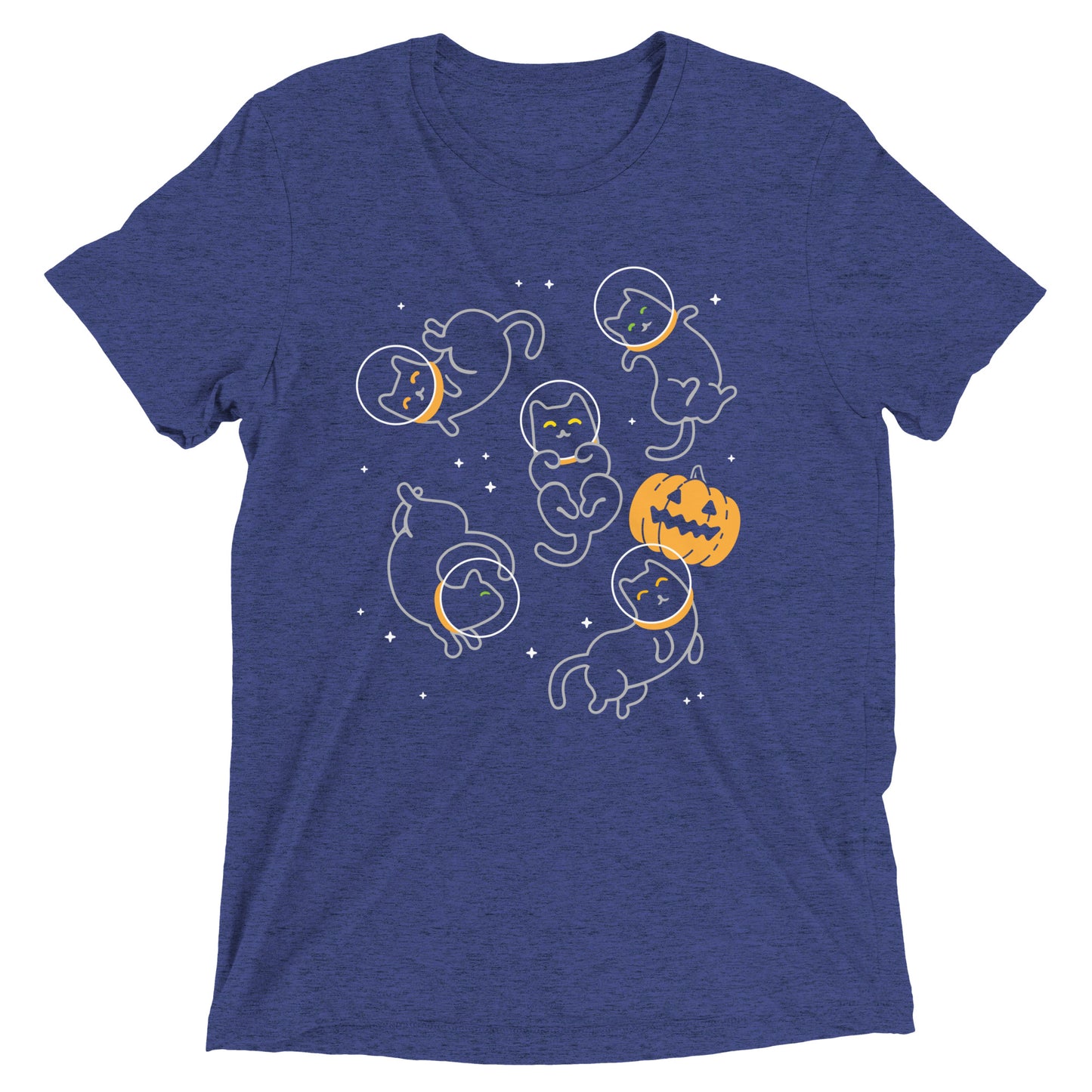 Cat Halloween In Space Men's Tri-Blend Tee