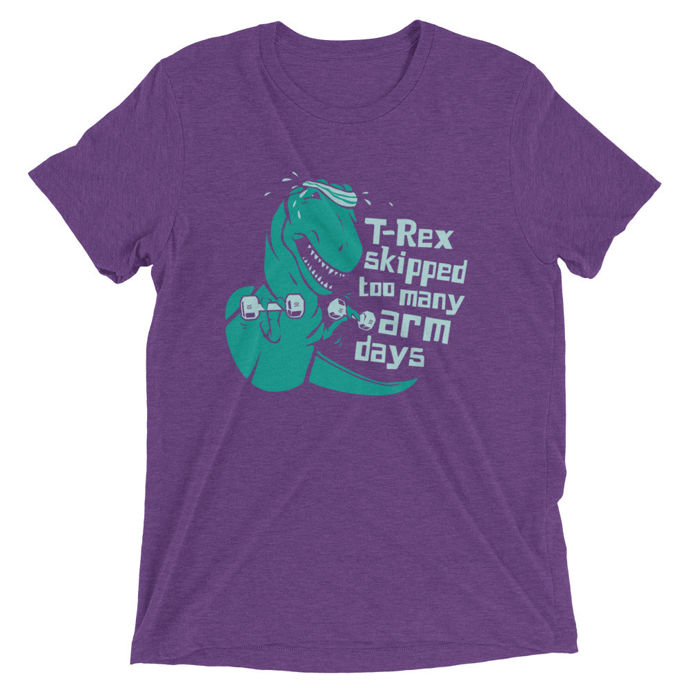 T-Rex Skipped Too Many Arm Days Men's Tri-Blend Tee