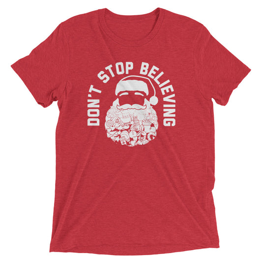 Don't Stop Believing Santa Men's Tri-Blend Tee