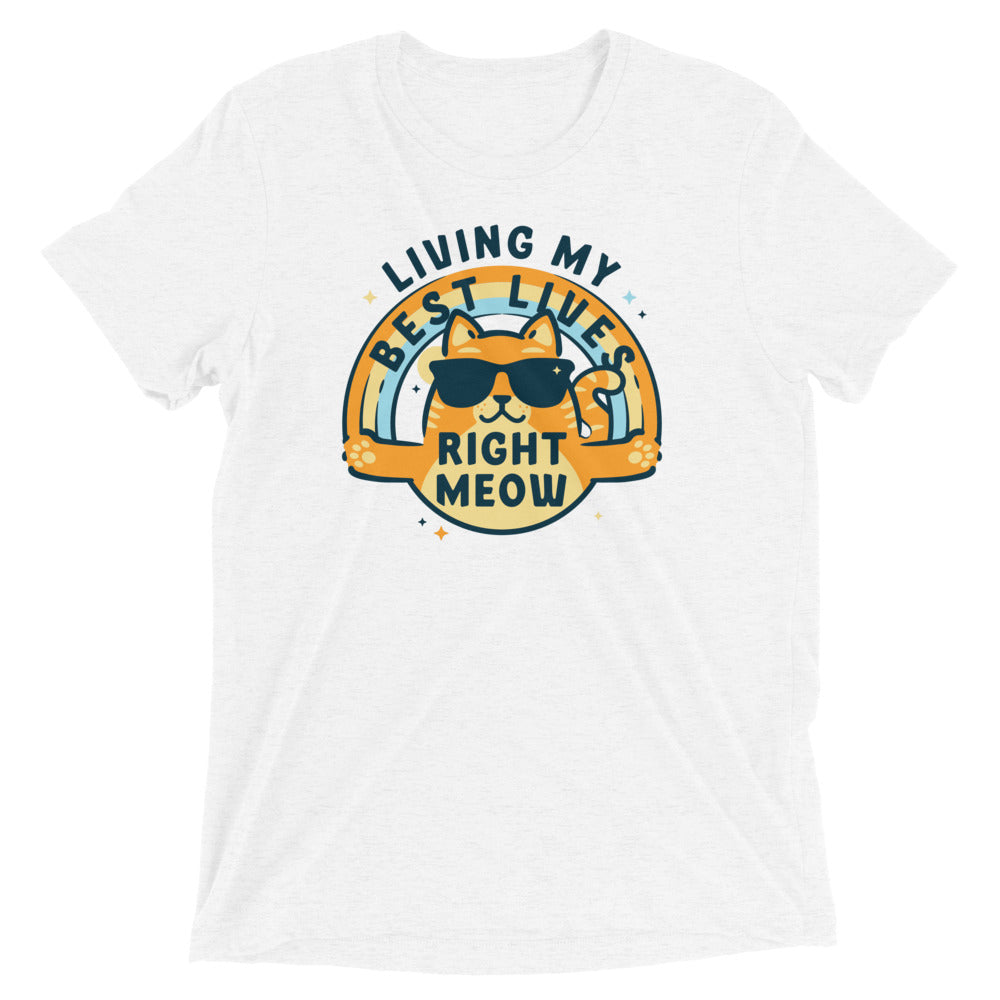 Living My Best Lives Right Meow Men's Tri-Blend Tee