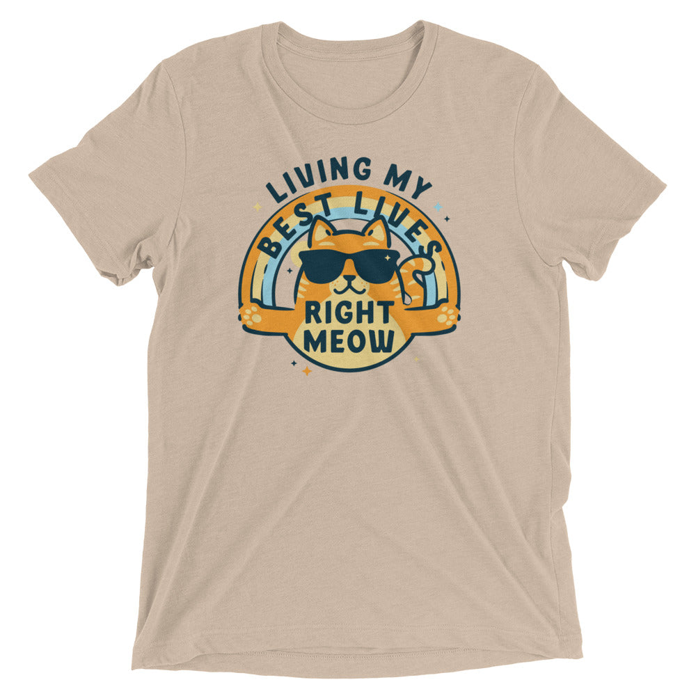 Living My Best Lives Right Meow Men's Tri-Blend Tee