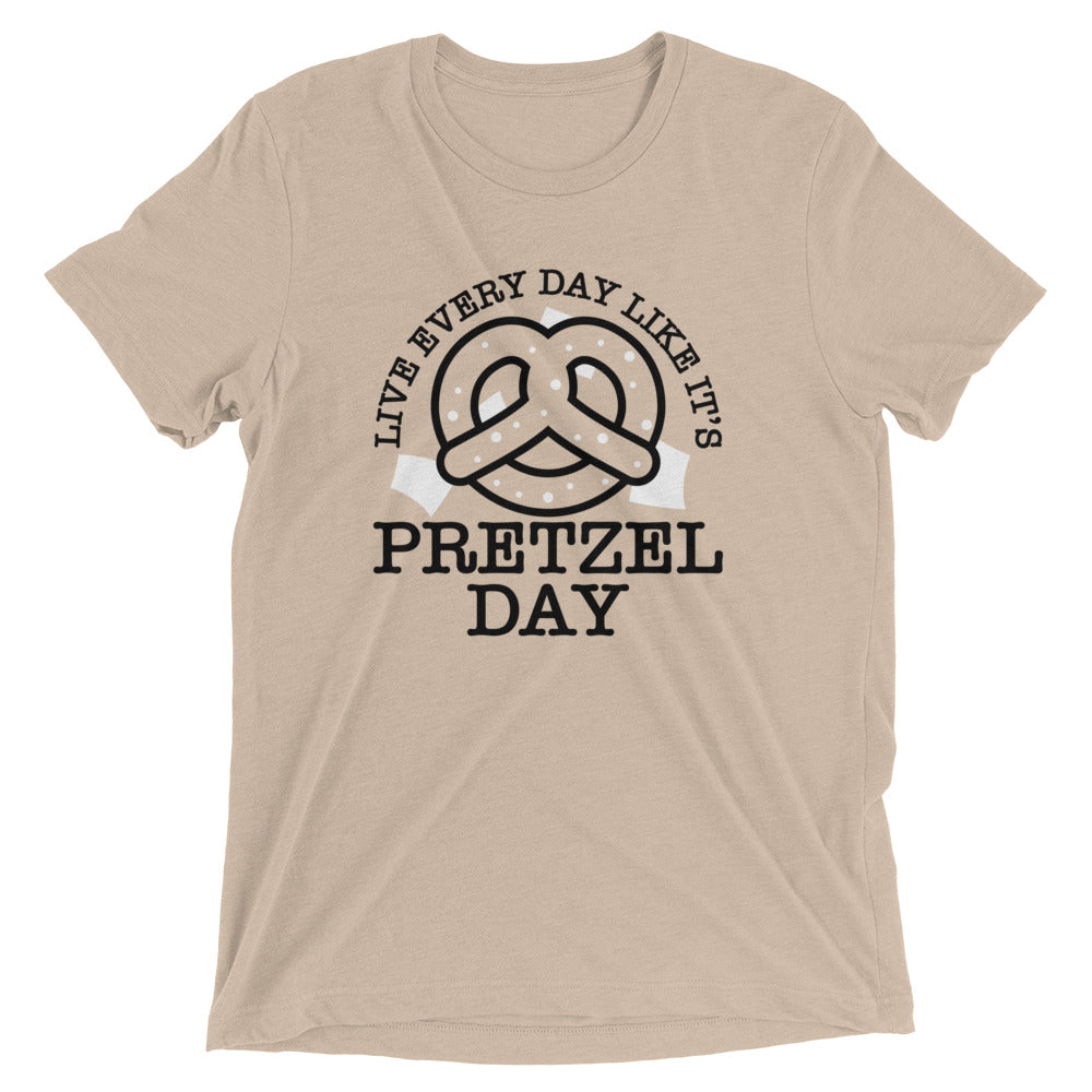 Live Every Day Like It's Pretzel Day Men's Tri-Blend Tee