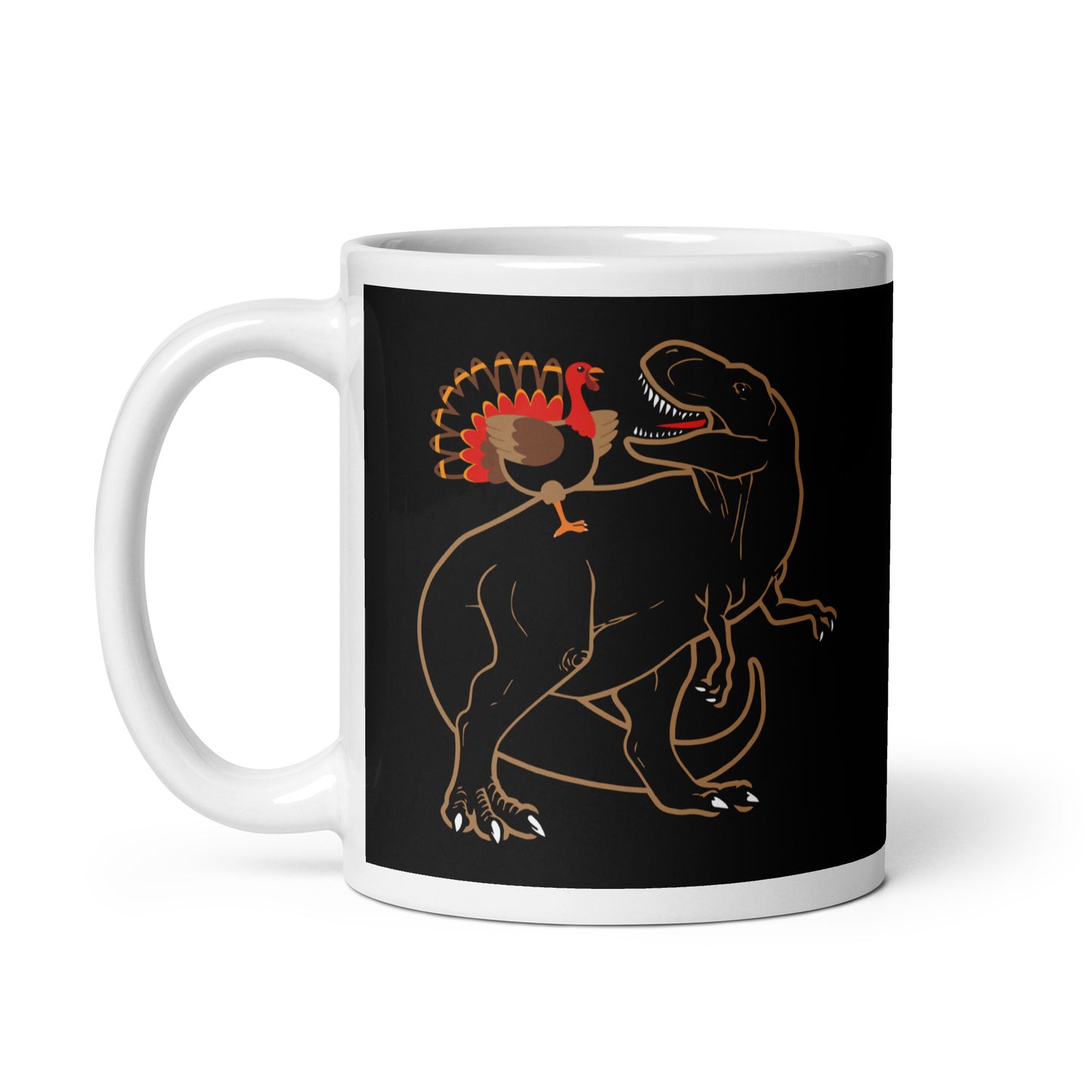 Turkey Riding T-Rex Mug