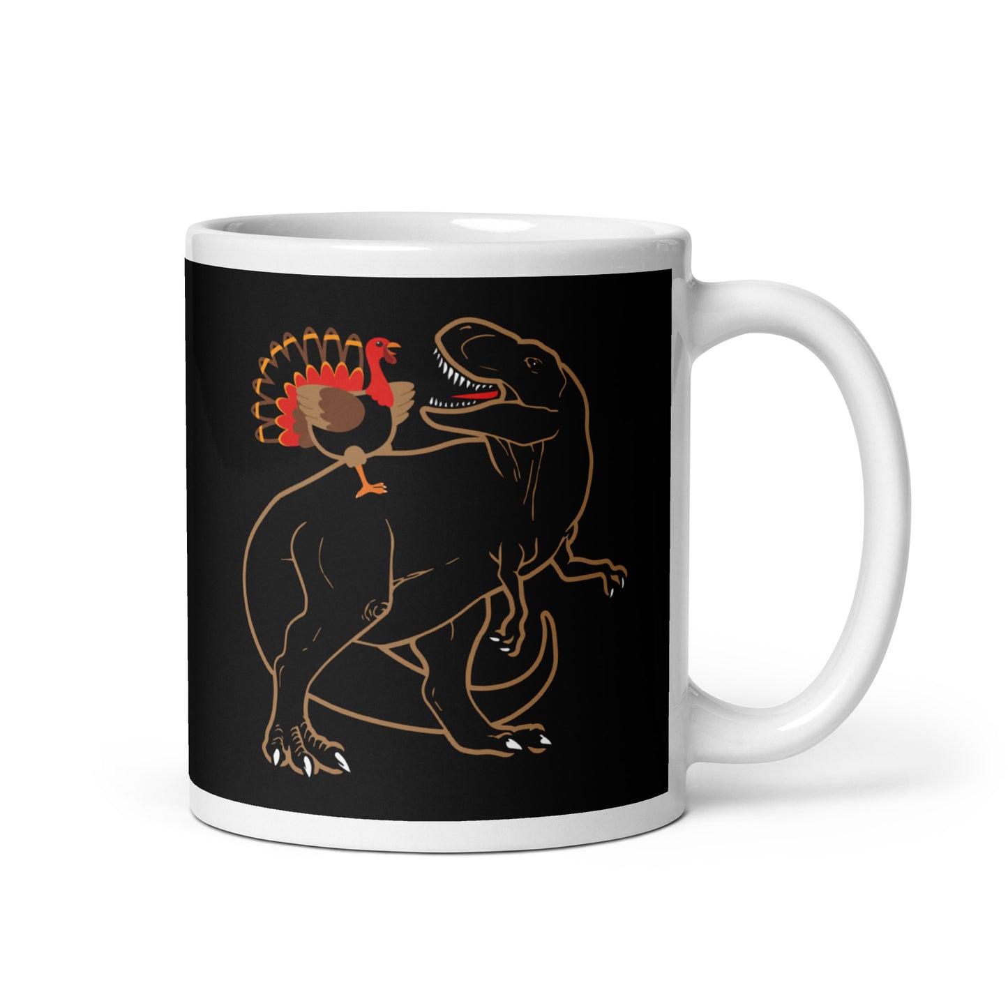 Turkey Riding T-Rex Mug