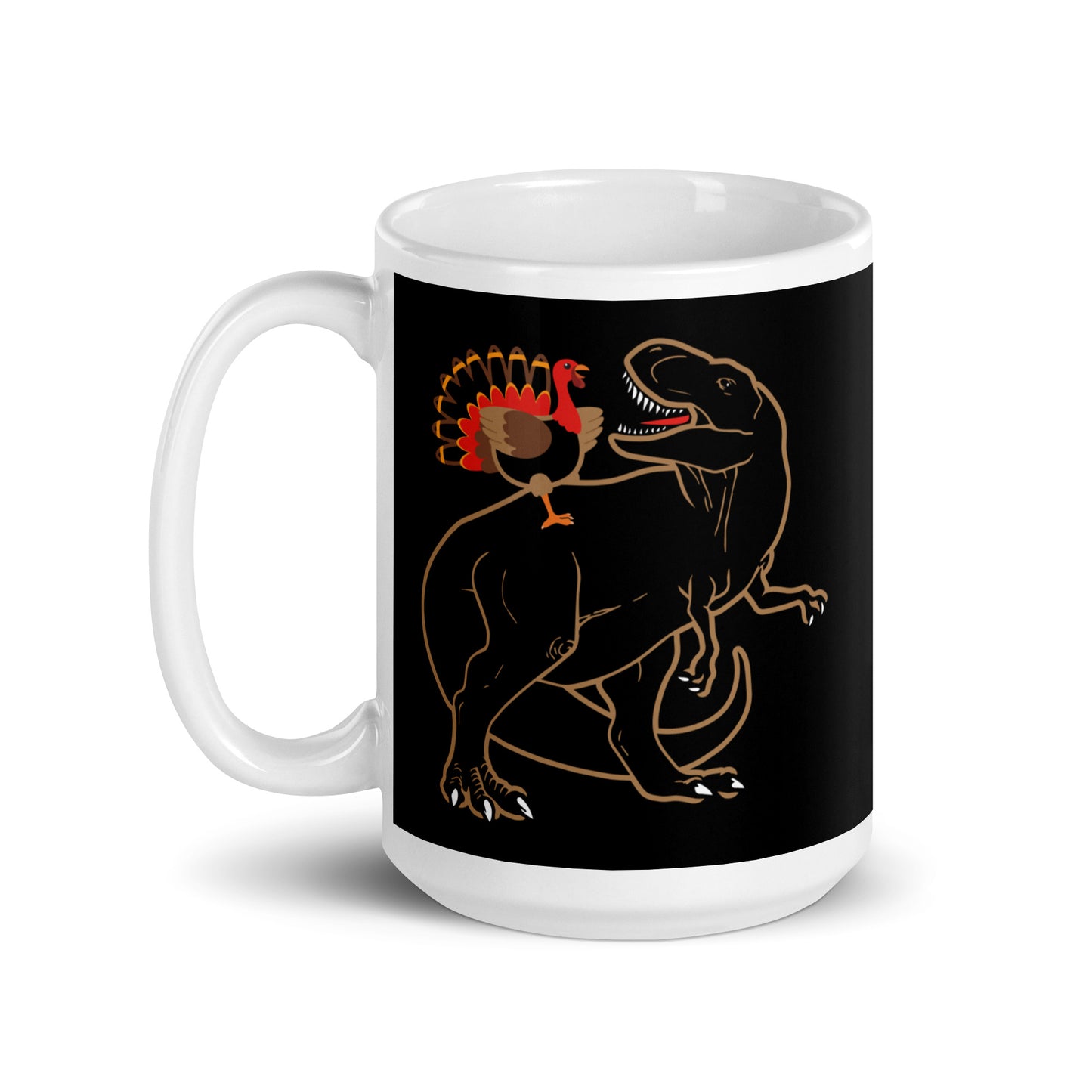 Turkey Riding T-Rex Mug