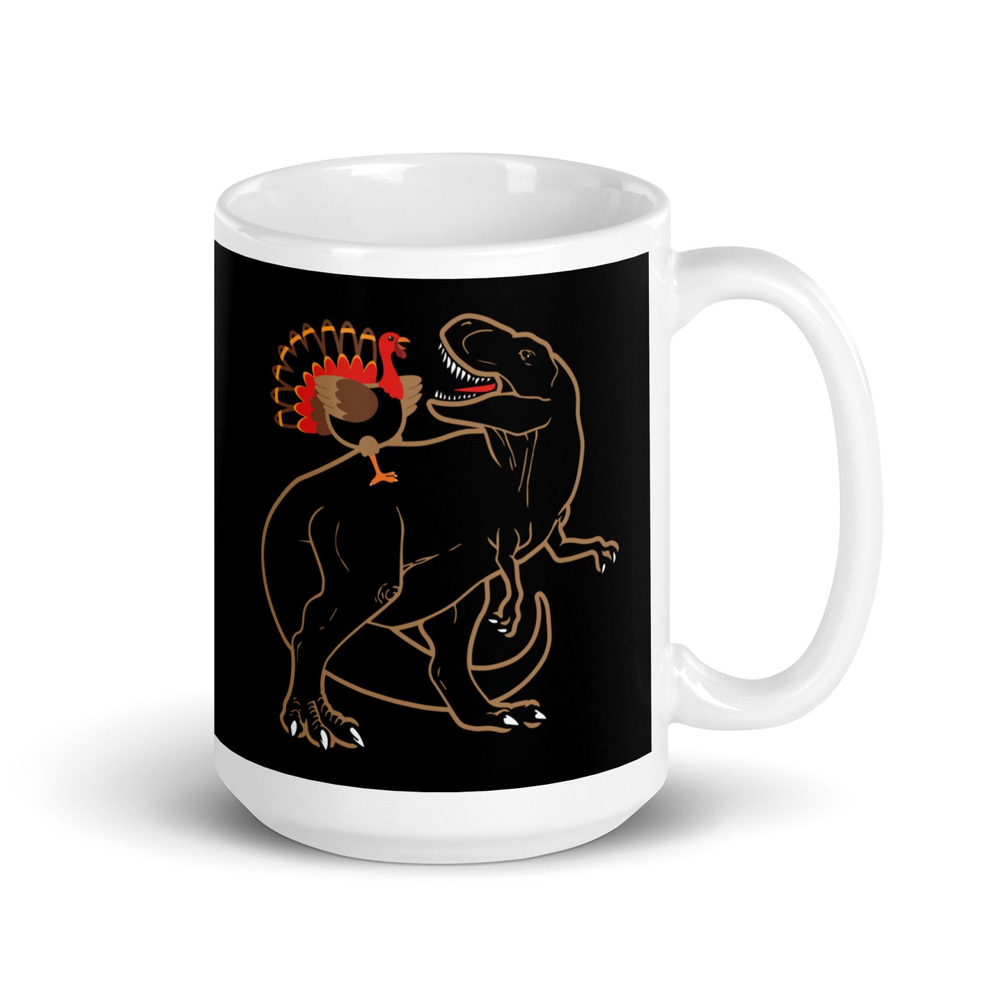 Turkey Riding T-Rex Mug