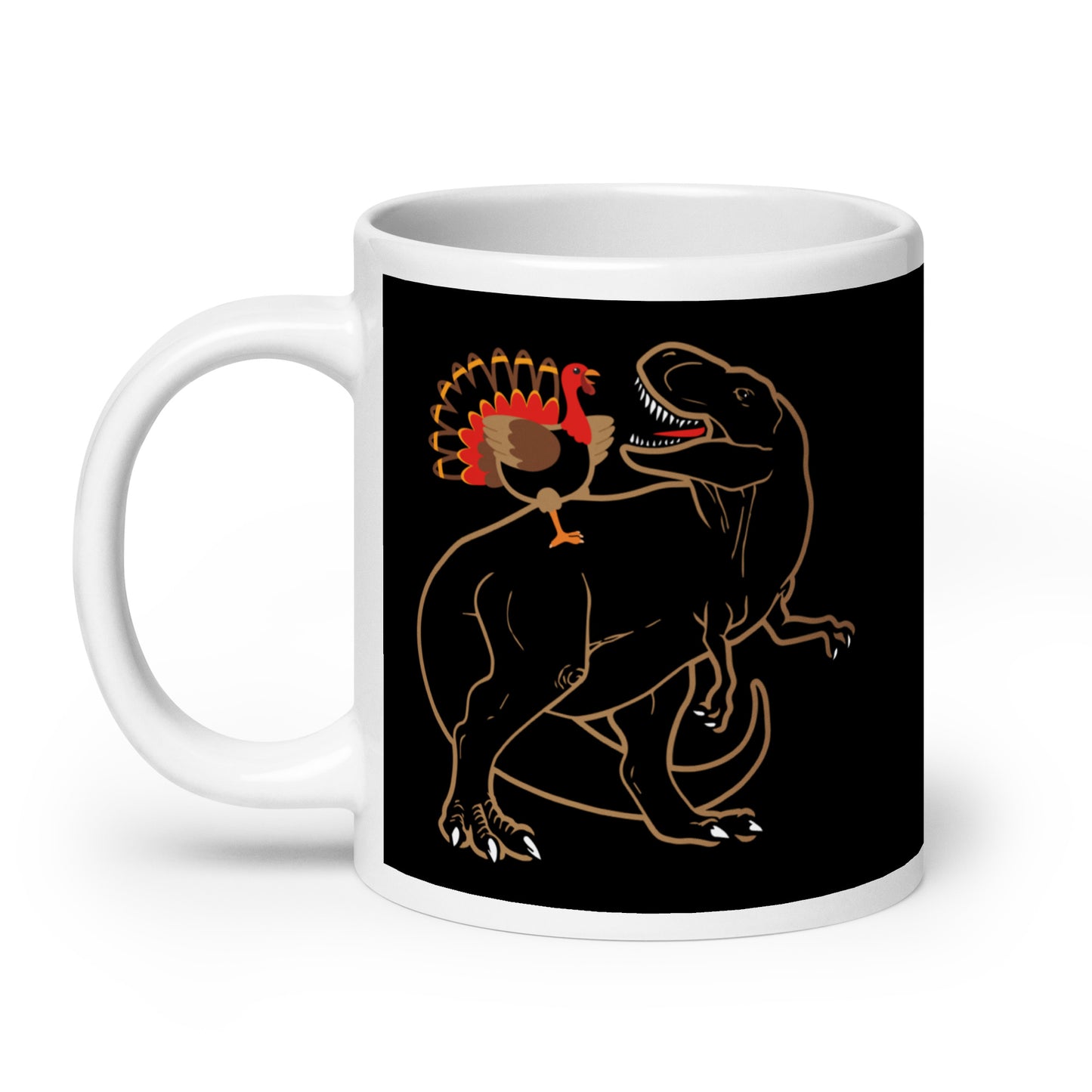 Turkey Riding T-Rex Mug