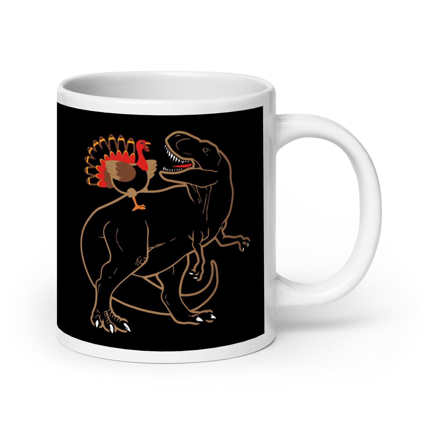 Turkey Riding T-Rex Mug