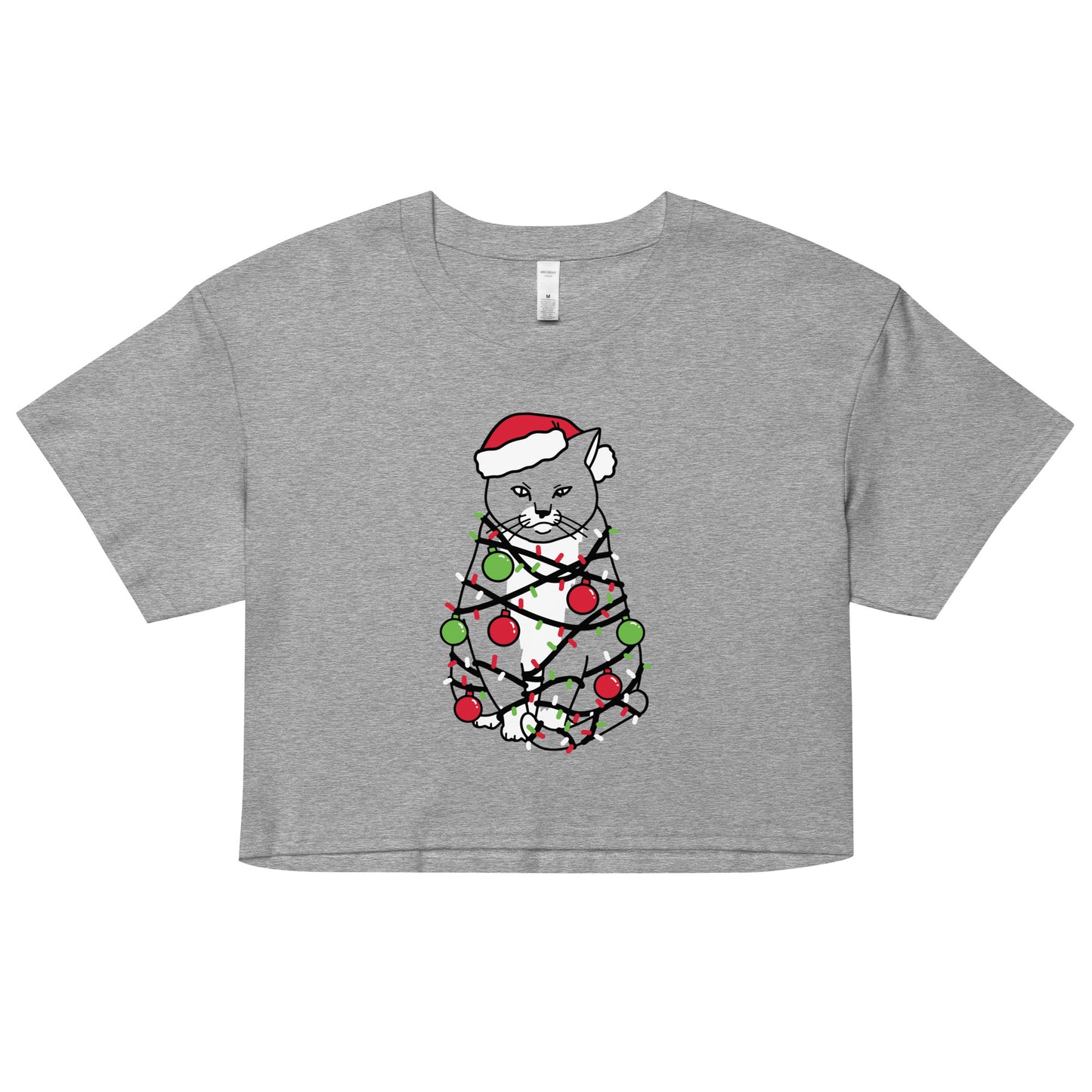 Meowy Christmas Women's Crop Tee