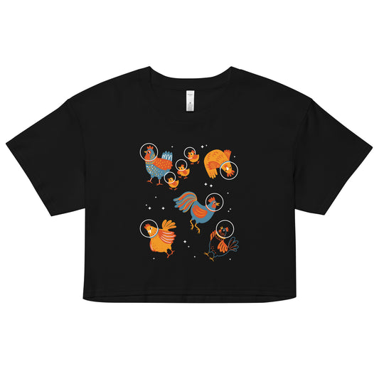 Chickens In Space Women's Crop Tee