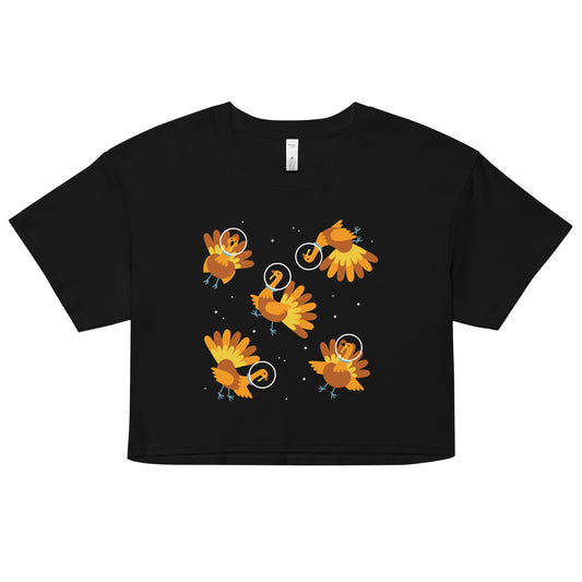 Turkeys In Space Women's Crop Tee