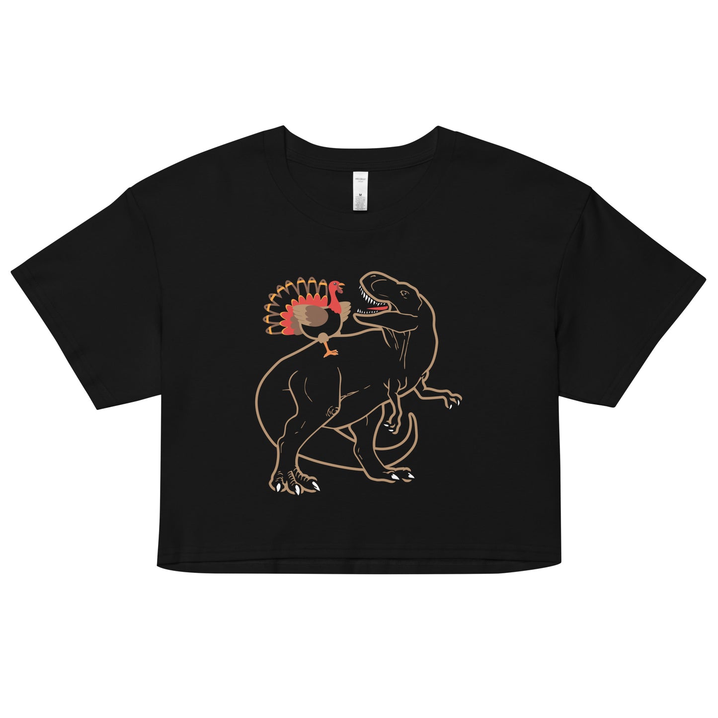 Turkey Riding T-Rex Women's Crop Tee