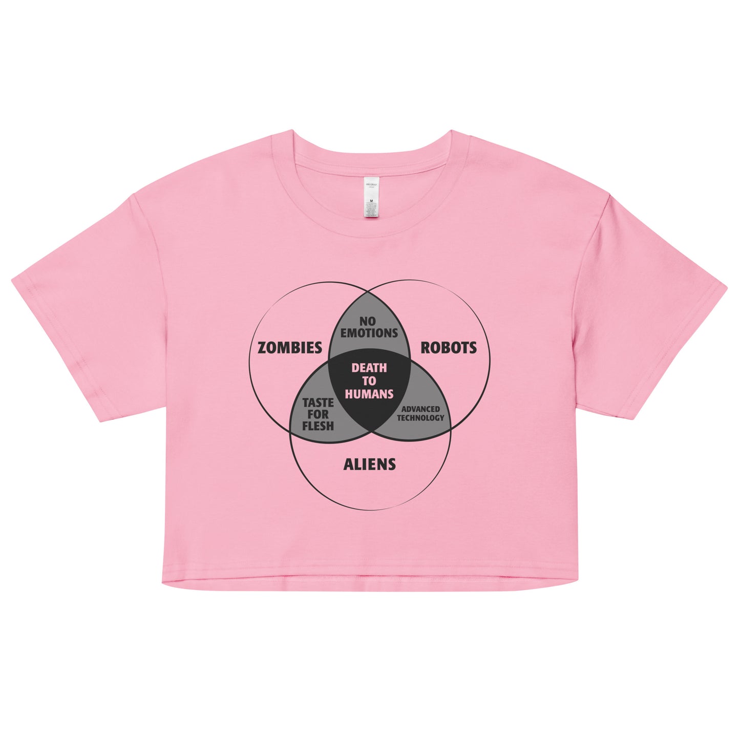 Zombies, Robots, and Aliens Venn Diagram Women's Crop Tee