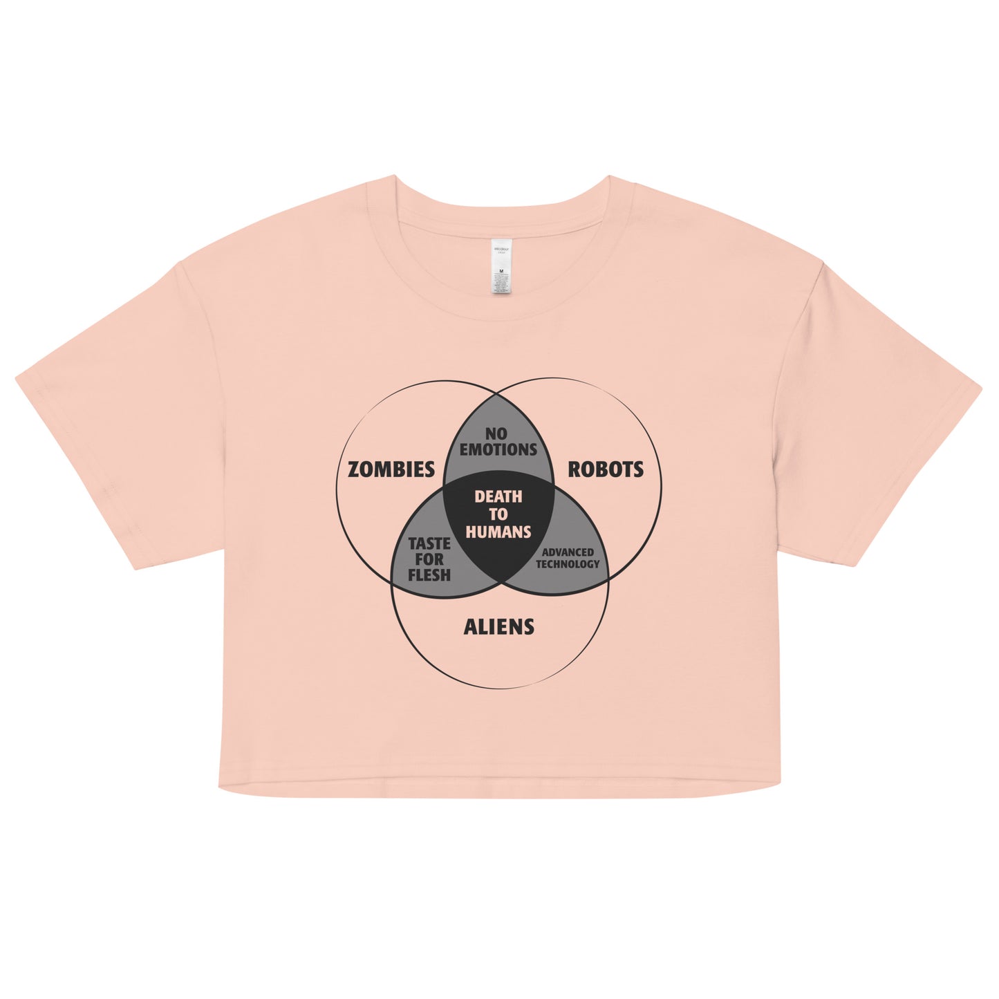 Zombies, Robots, and Aliens Venn Diagram Women's Crop Tee