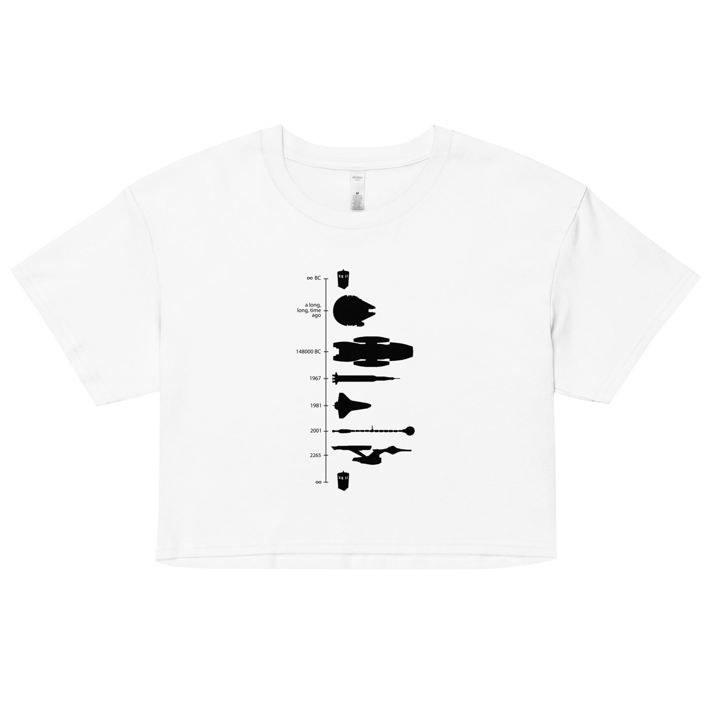 Space Ship Timeline Women's Crop Tee