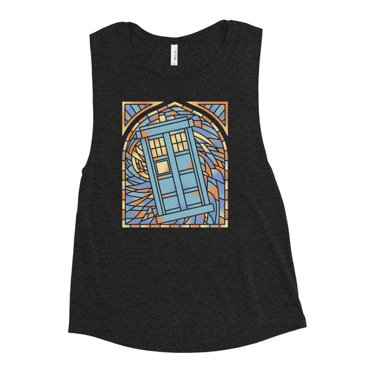 Stained Glass Police Box Women's Muscle Tank