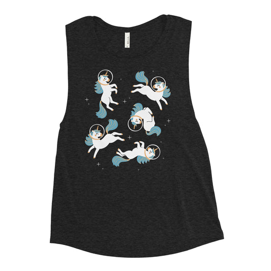 Unicorns In Space Women's Muscle Tank