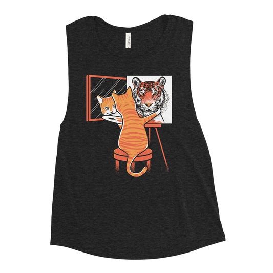 Cat Self Portrait Women's Muscle Tank